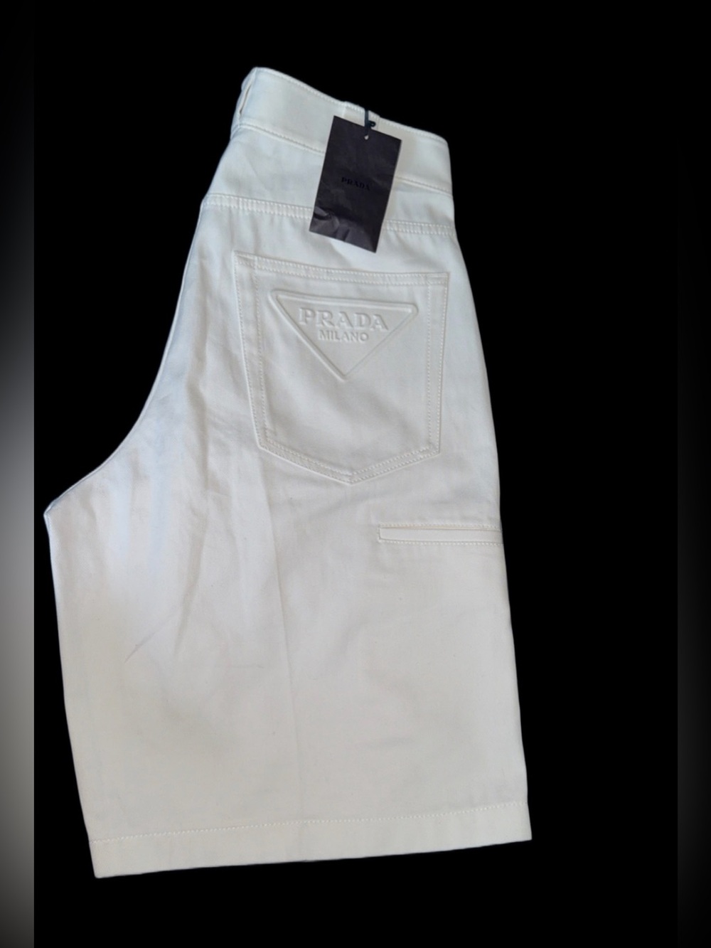 Prada White Men's Logo Pocket Jean Shorts